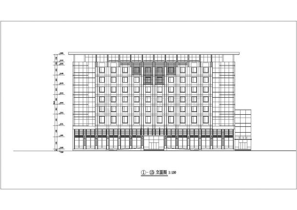 佛山市某商业街9层框架结构三星级酒店立剖面设计CAD图纸（含地下一层）-图二