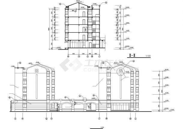 某地区市中心学生宿舍楼建筑设计CAD资料-图二