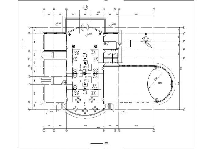 某地区城市中心大学生活动中心建筑完整设计CAD资料_图1