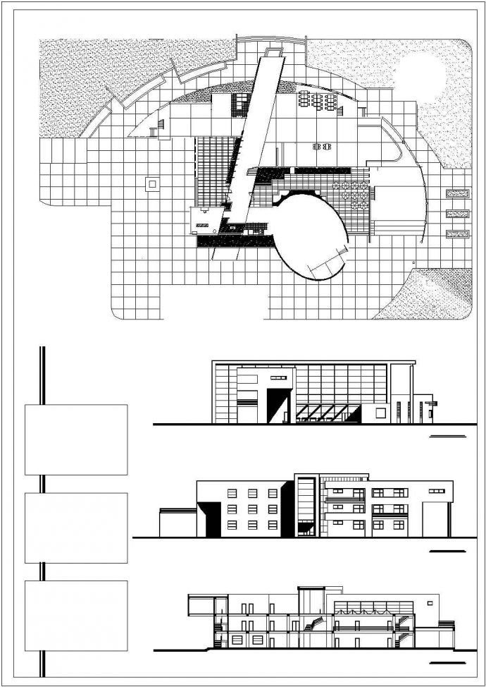 某地区市郊大学生活动中心建筑完整设计CAD资料_图1
