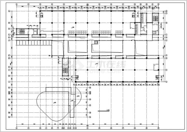 某地区市郊大学生图书中心建筑完整设计CAD资料-图一