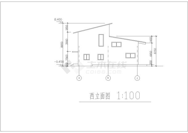 安徽省合肥市某二层咖啡馆建筑方案CAD图纸（含总平面图）-图二