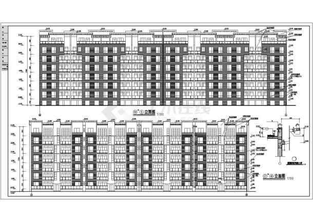 某小区6200平米七层框架结构住宅楼平立剖面设计CAD图纸（含储藏层）-图一