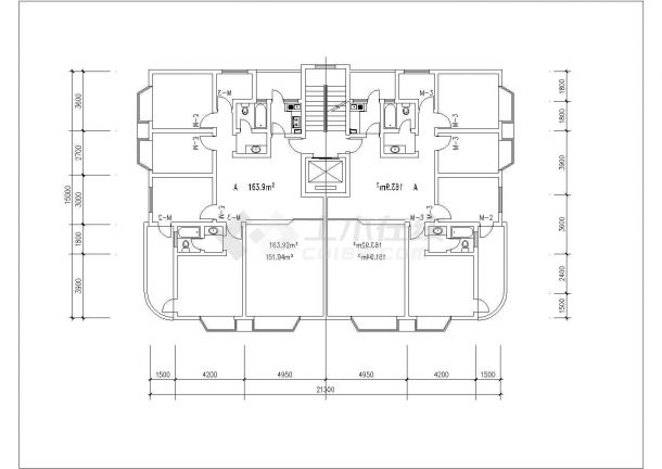 60-180平米的经典二三房平面户型设计CAD图纸（共60张）-图二