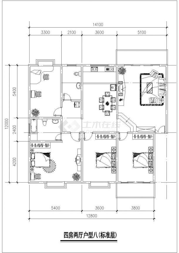 烟台市某新建小区60-150平米的平面户型设计CAD图纸（共37张）-图二