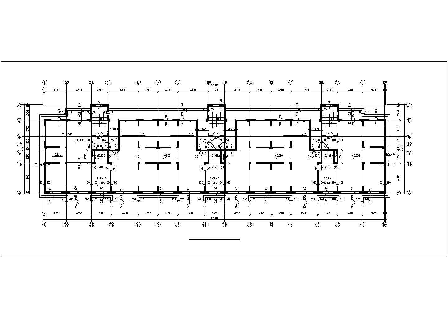 1.1万平米左右15层框架结构住宅楼建筑设计CAD图纸（含阁楼层）