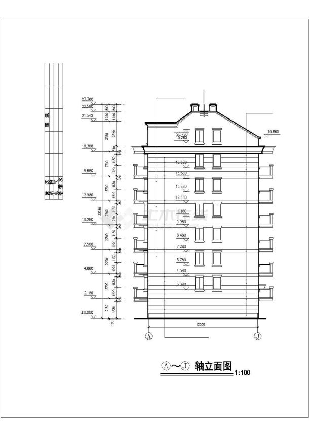 3700平米8层框架结构住宅楼平立剖面设计CAD图纸（含夹层和架空层）-图一