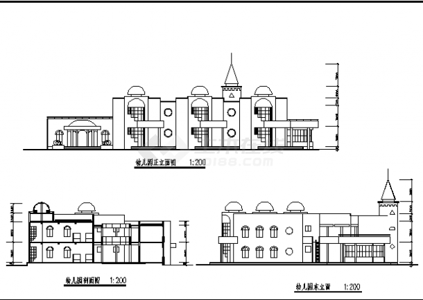 苏州某幼儿园3层教学楼建筑设计施工cad图纸-图二