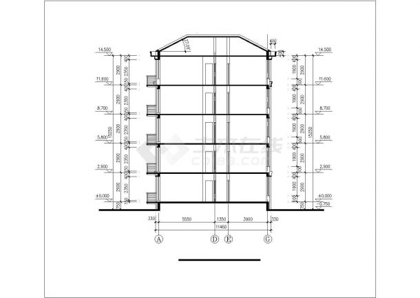 2800平米6层砖混结构住宅楼平立剖面设计CAD图纸（含阁楼层）-图一