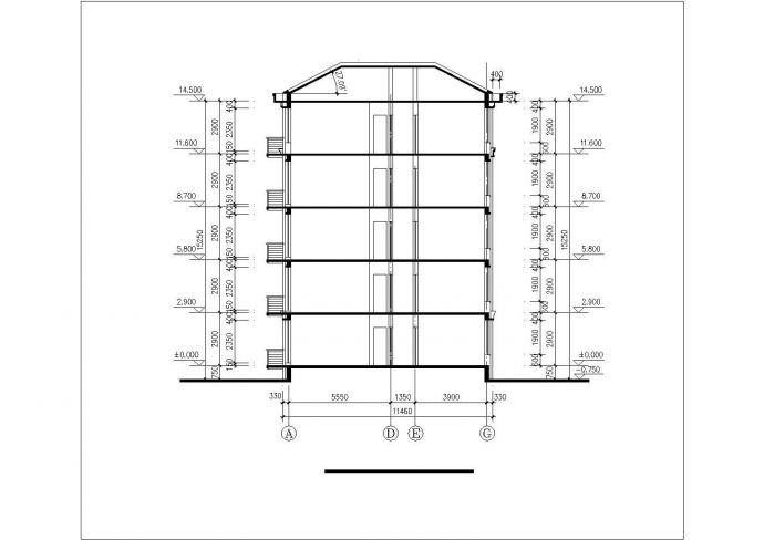 2800平米6层砖混结构住宅楼平立剖面设计CAD图纸（含阁楼层）_图1