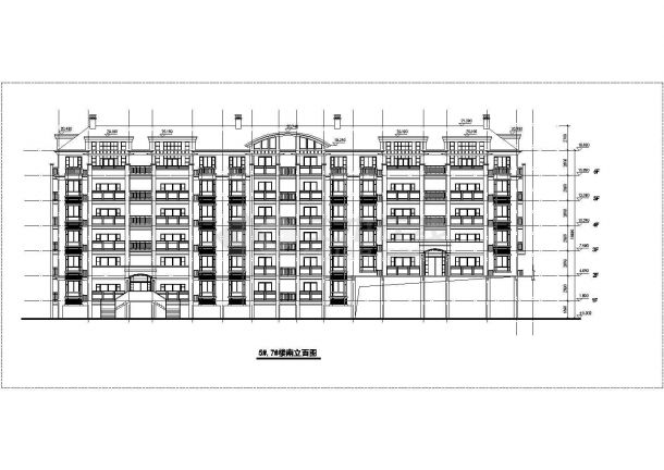 4350平米8层框架结构住宅楼平立剖面设计CAD图纸（含架空层和阁楼）-图二
