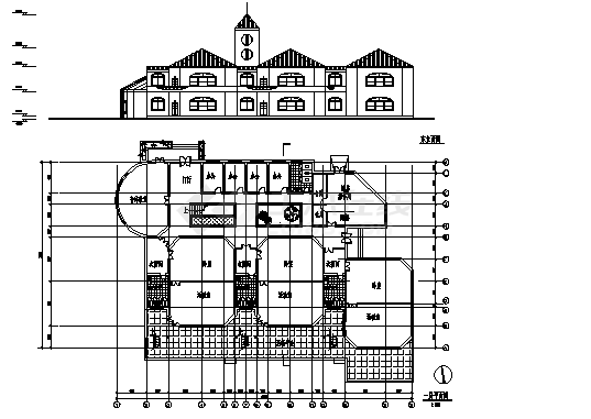 崇明岛某幼儿园2层教学楼建筑设计施工cad图纸-图二