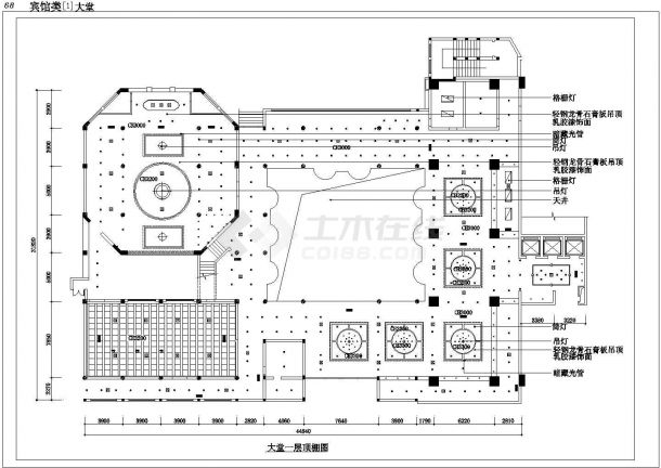 伊春市某高档假日商务大酒店全套装修施工设计CAD图纸-图二