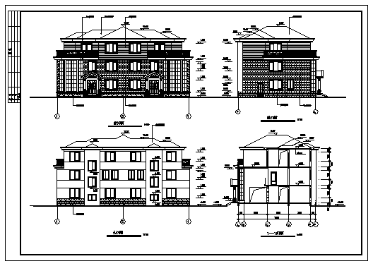 别墅设计_某三层现代双拼别墅建筑施工cad图纸_图1