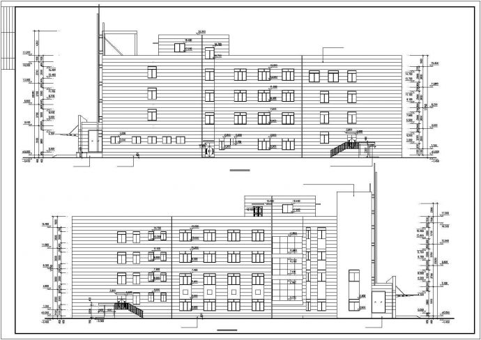温州市某4层框架结构洗浴中心立剖面设计CAD图纸（含机房层和半地下室）_图1
