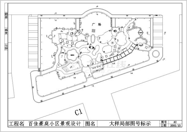 珲春市百佳豪庭小区景观设计CAD套图-图一