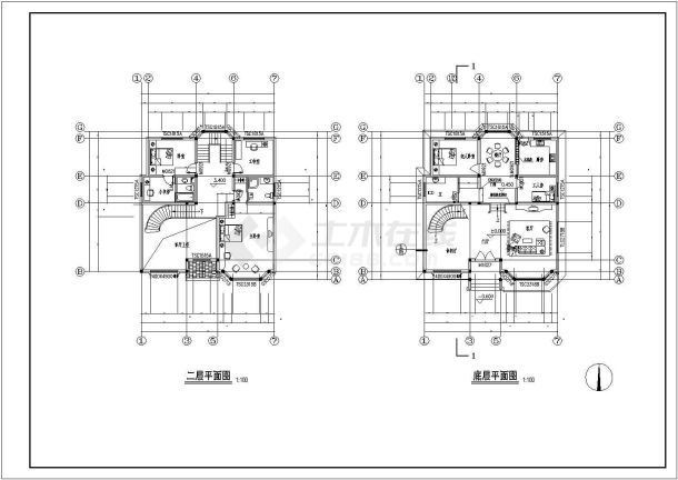 湖北省武汉市郊区某多层别墅装修设计总CAD图-图二