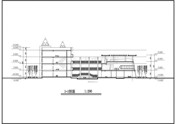 4层幼儿园建筑设计CAD方案图（长60米宽54米）-图一