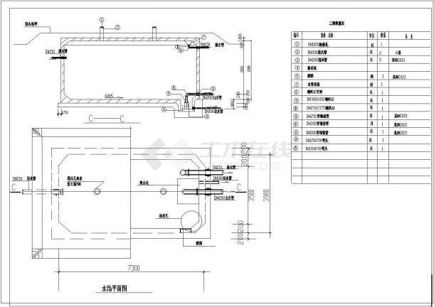 某地区消防水池CAD基础平面布置参考图-图一
