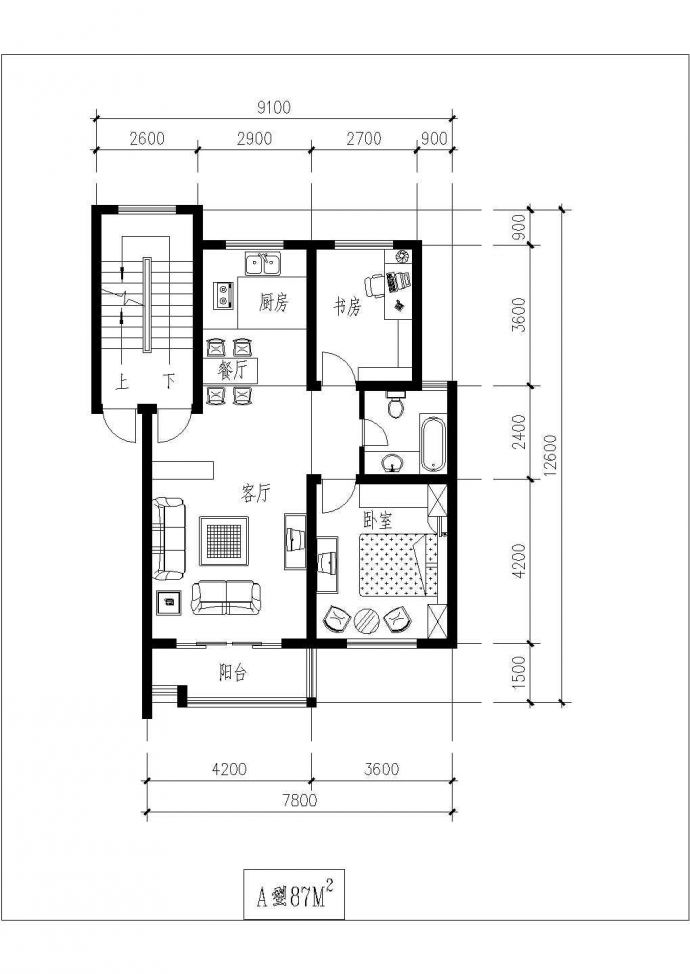 经典独户型住宅设计cad建筑平面方案图纸_图1