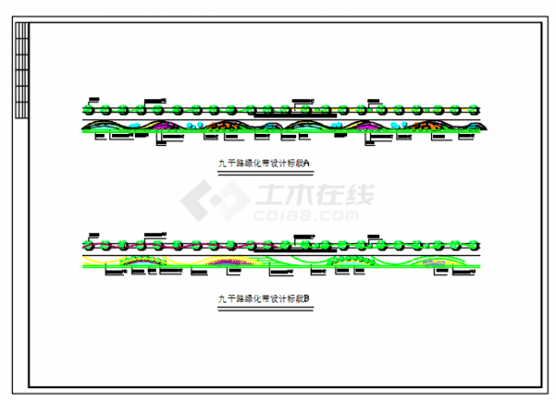 某县城道路绿化带设计图纸-图一