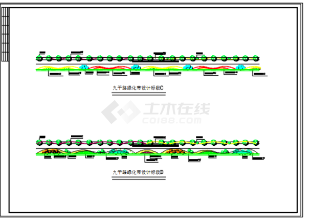 某县城道路绿化带设计图纸-图二