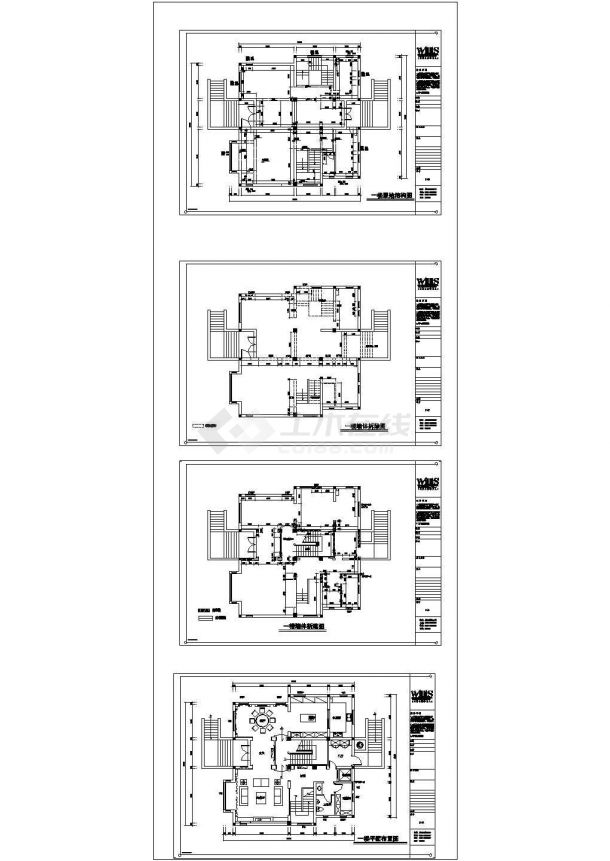 某常熟美墅馆三层联体别墅500㎡CAD建筑设计完整全套平面施工图纸（含各模块平立面图和效果图）-图一