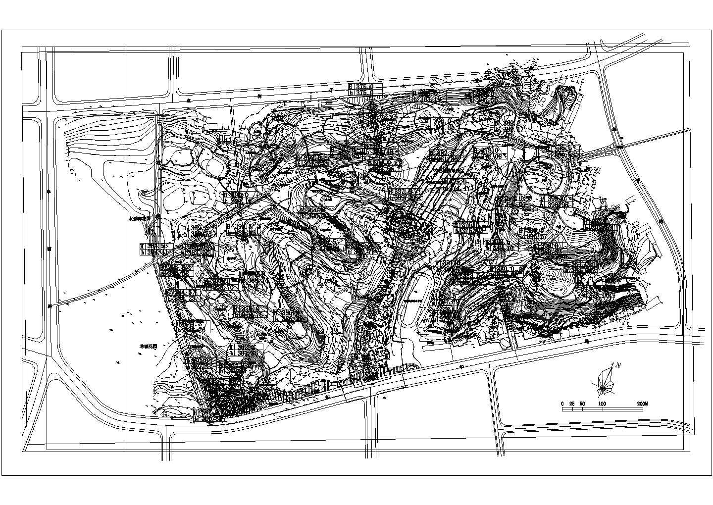 四川某县城公园CAD景观设计施工图（含效果图和总体布置图）