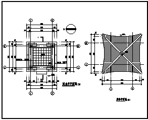 某园林单层四角亭子建筑施工cad图_亭子施工-图二
