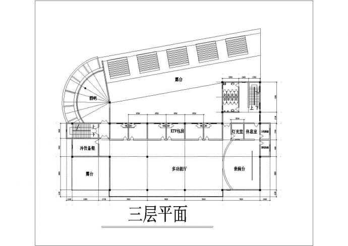 北京某小区1900平米左右四层框架结构小区会所平立剖面设计CAD图纸_图1