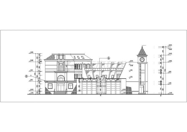 1800平米4层扇形框架结构休闲会所建筑设计CAD图纸（含阁楼）-图二