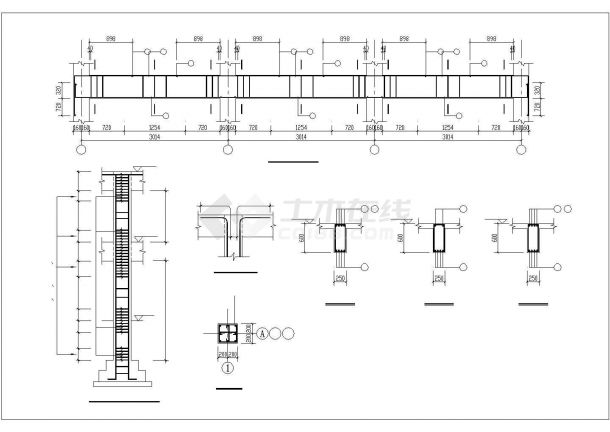 温州市某新建小区12米高的入口大门全套施工设计CAD图纸-图二