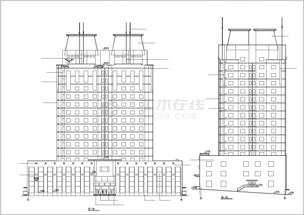 2.1万平米18层框架结构商住楼平立面设计CAD图纸（1-4层商用/含阁楼层）-图一