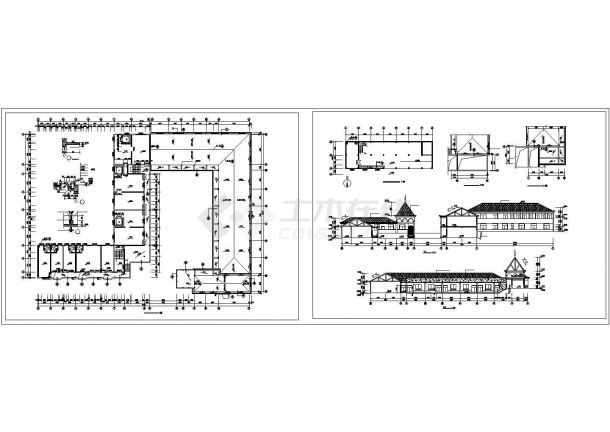 2层2567.5平米幼儿园建筑设计CAD方案图-图二