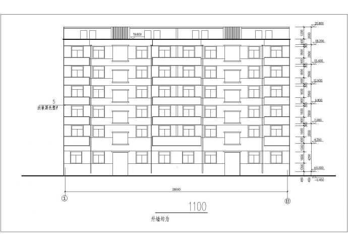 2000平米左右7层砖混结构商住楼建筑设计CAD图纸（底层商用/含阁楼）_图1