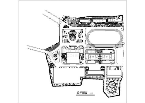 某地区中心广场景观规划设计cad总平面施工图纸-图二