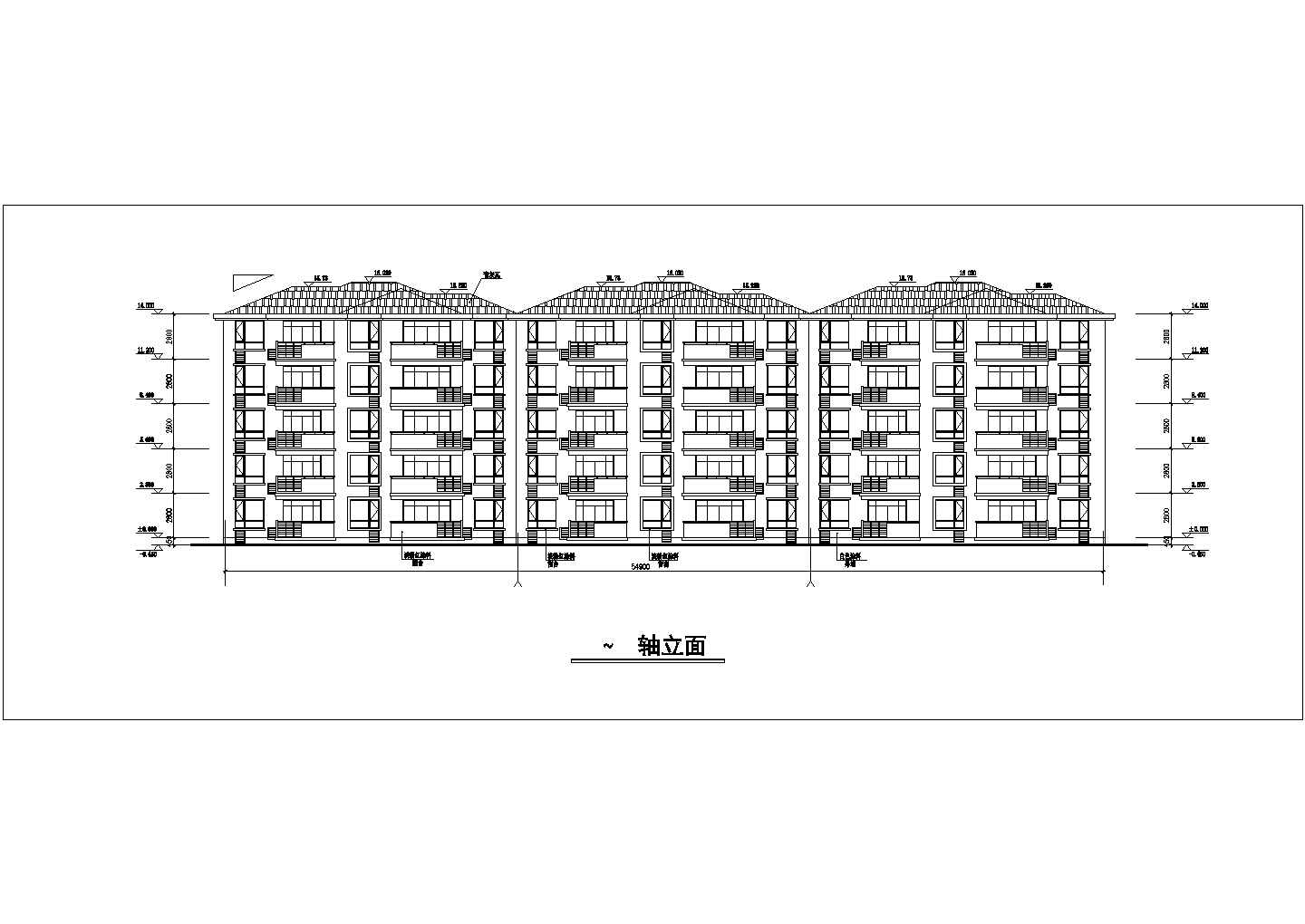 无锡市某小区8500平米五层框架结构住宅楼平立面设计CAD图纸