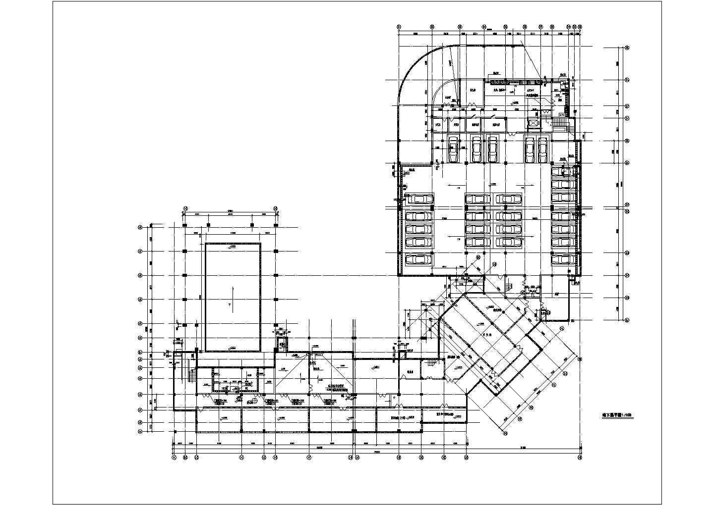 某商业街4500平米3层框架结构商业中心平面设计CAD图纸（含地下室）
