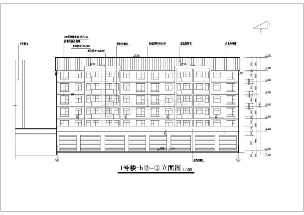 某小区3500平米6层框架结构商住楼建筑设计CAD图纸（底层商铺）-图二