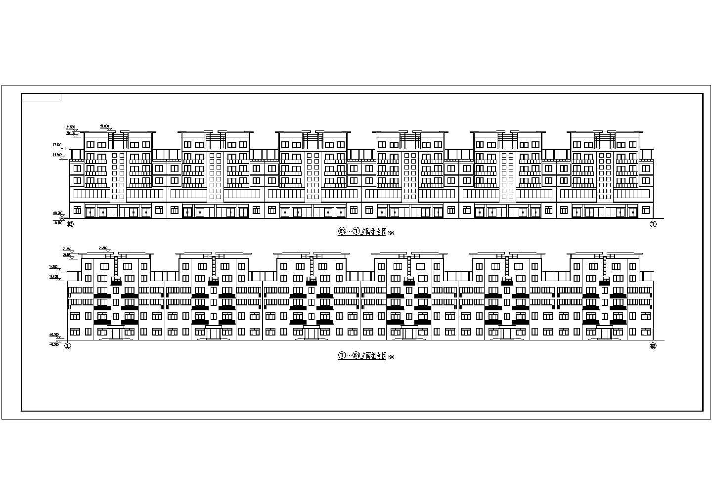 南京市某社区7800平米五层框架结构住宅楼建筑设计CAD图纸