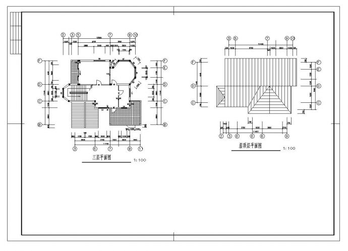 3层简单别墅建筑设计cad图纸_图1