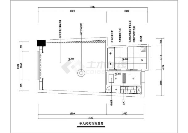 晋江市某高档商务酒店内部样板套房全套装修装饰设计CAD图纸-图一
