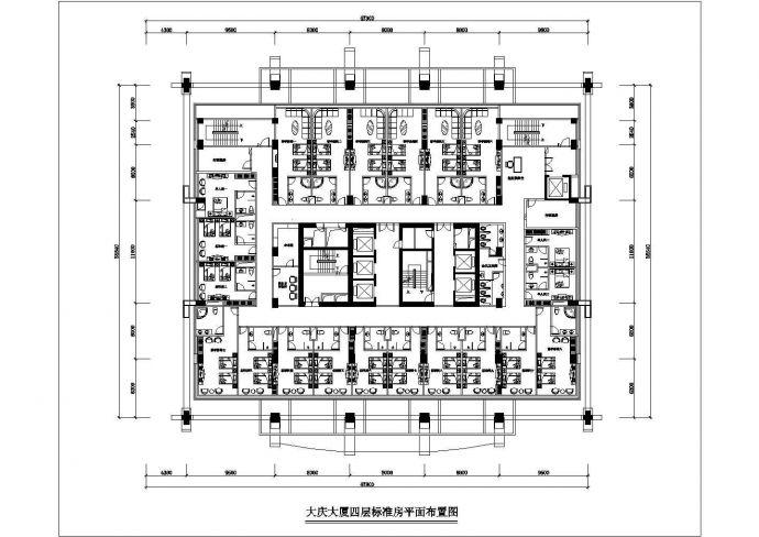 大庆市伦阳路某5层高档商务酒店全套平面设计CAD图纸_图1