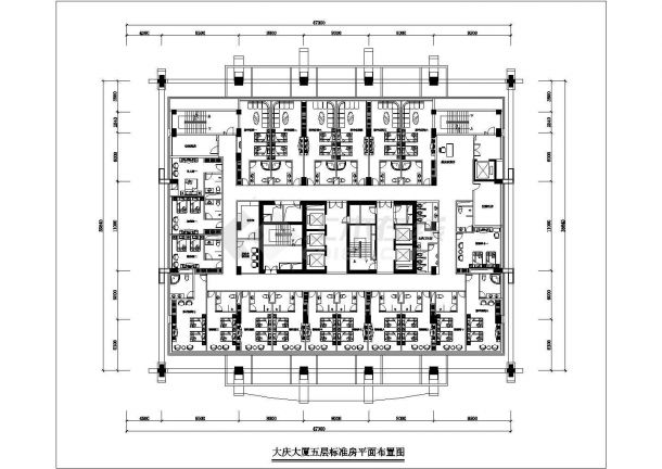 大庆市伦阳路某5层高档商务酒店全套平面设计CAD图纸-图二