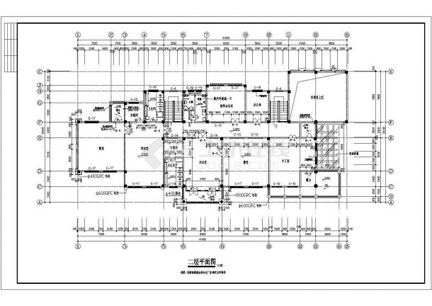 二层精品幼儿园教学楼规划设计建筑施工cad图，共六张-图二