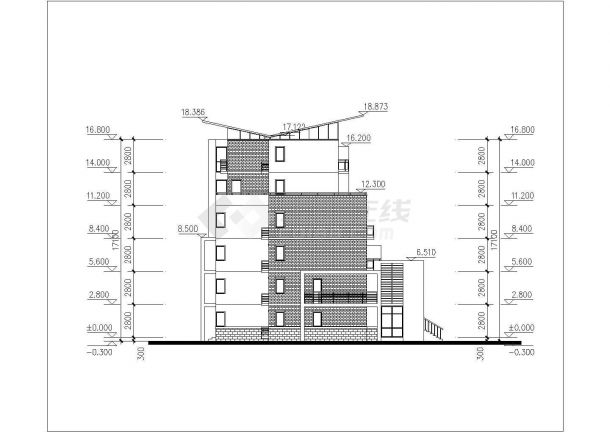 嘉兴市某现代化小区3300平米6层砖混结构住宅楼平立剖面设计CAD图纸-图一