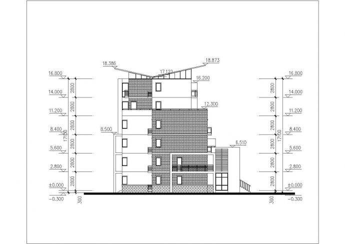 嘉兴市某现代化小区3300平米6层砖混结构住宅楼平立剖面设计CAD图纸_图1
