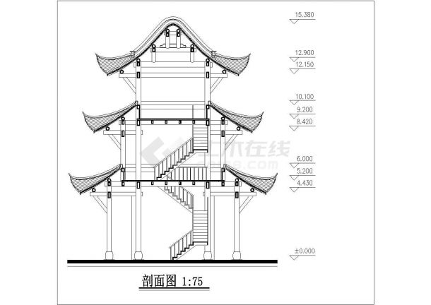 重庆某地宝轮寺保护修复规划与设计全套cad图纸-图一