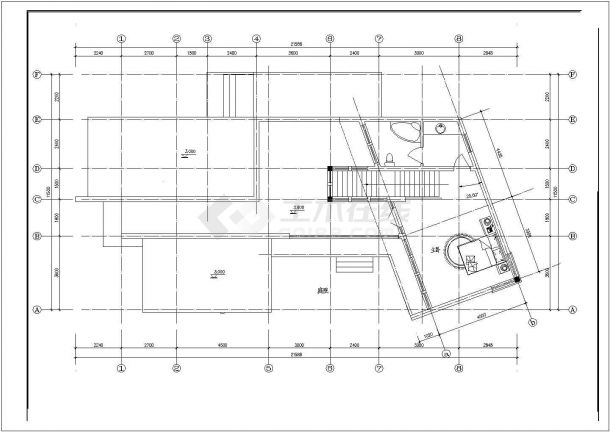 某地现代风格别墅楼全套建筑施工设计cad图纸(含效果图)-图二