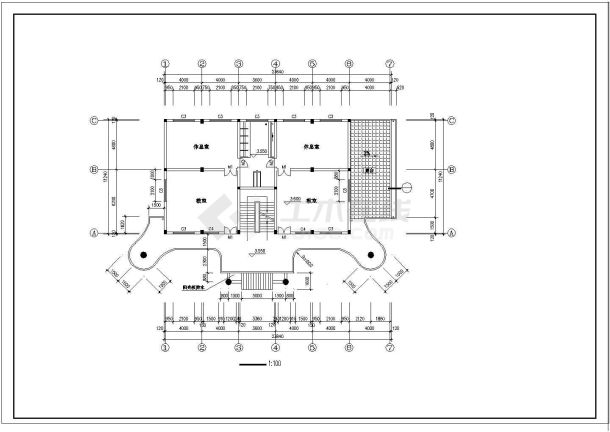 桐庐瑶琳康佳幼儿园教学楼设计建筑施工cad图，共八张-图二
